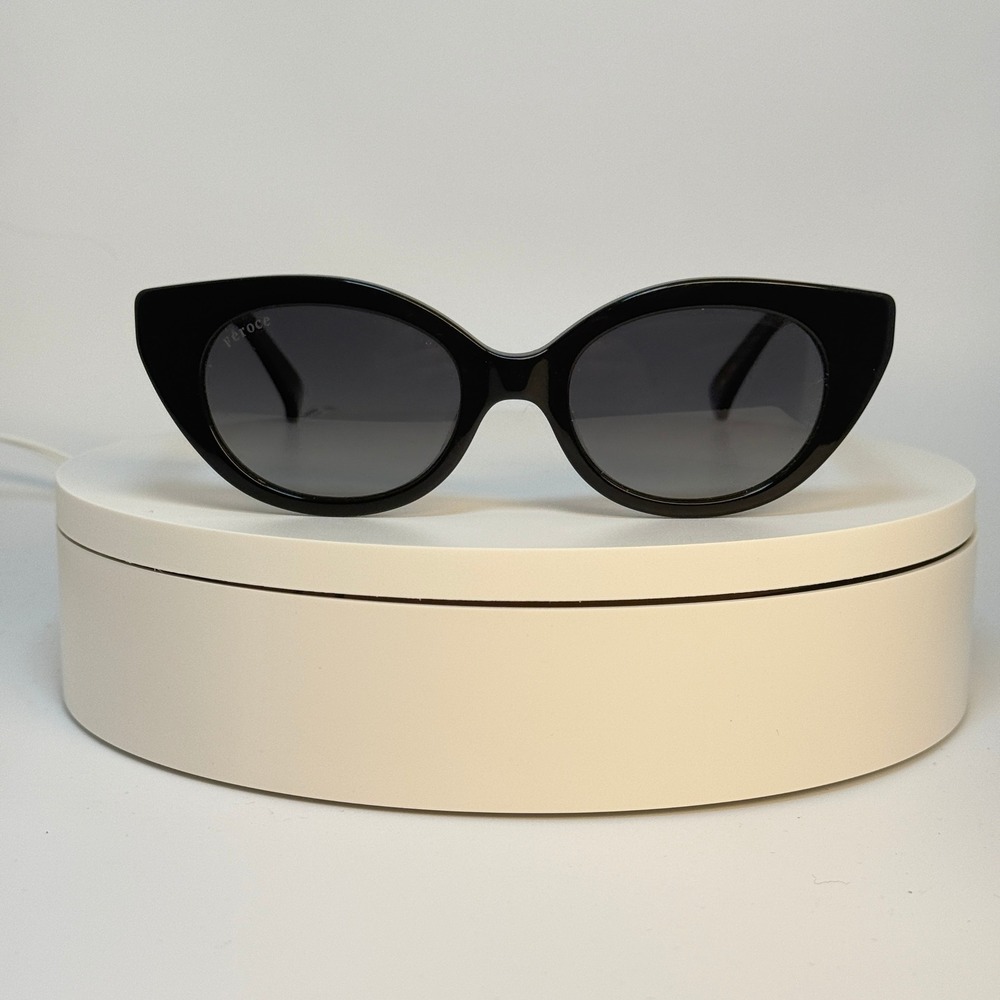 Feroce Vicky Blackout Polarized Cat Eye Sunglasses 50x19 Black Frame Grey Lens - Picture 5 of 8